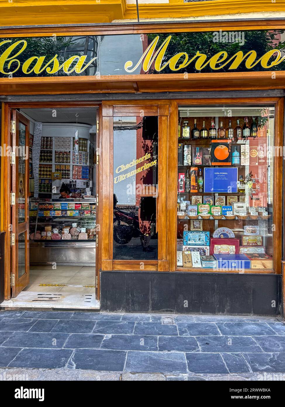 Séville, Espagne, Vintage Shop Front, entrée, Old Town Center, Spanish Tobacco Store, Banque D'Images