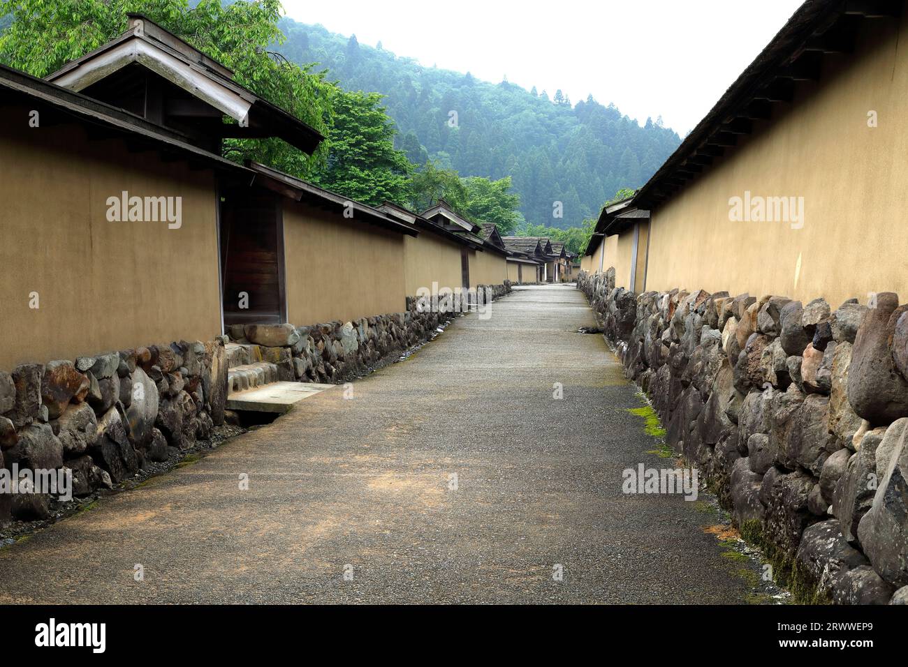 Mai : paysage urbain restauré des ruines du clan Ichijodani Asakura Banque D'Images