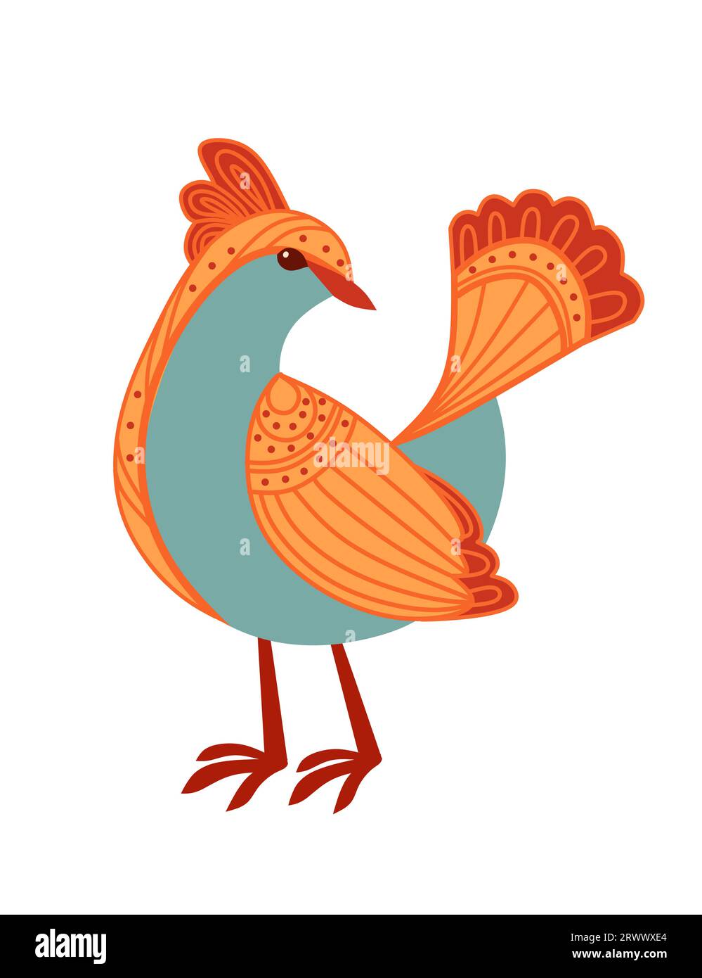 Petit oiseau de bande dessinée stylisé avec motif orange mignon illustration vectorielle de conception d'animaux isolé sur fond blanc Illustration de Vecteur