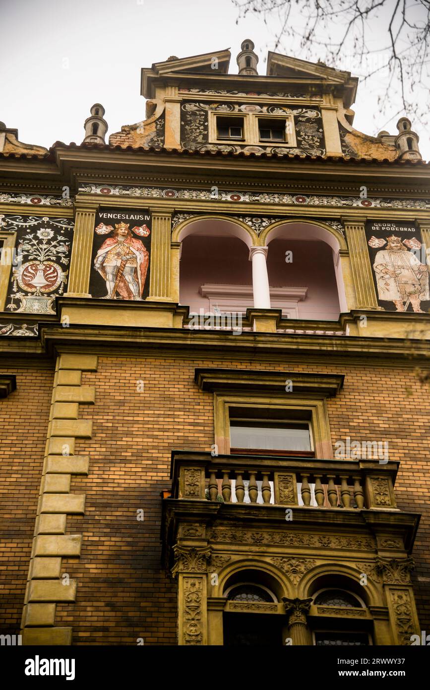 Architecture néo-Renaissance de Bohême à Prague, République tchèque. Banque D'Images