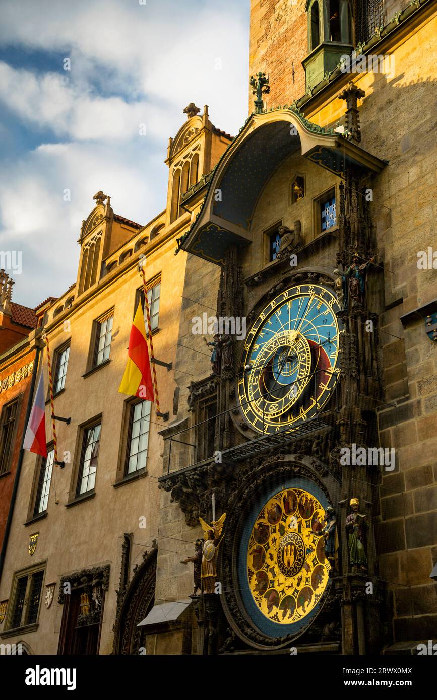 Horloge astronomique de Prague sur la place de la vieille ville, République tchèque. Banque D'Images