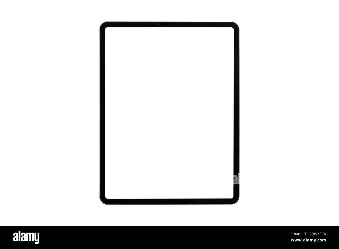 Tablette avec écran vierge isolé sur fond blanc. Banque D'Images