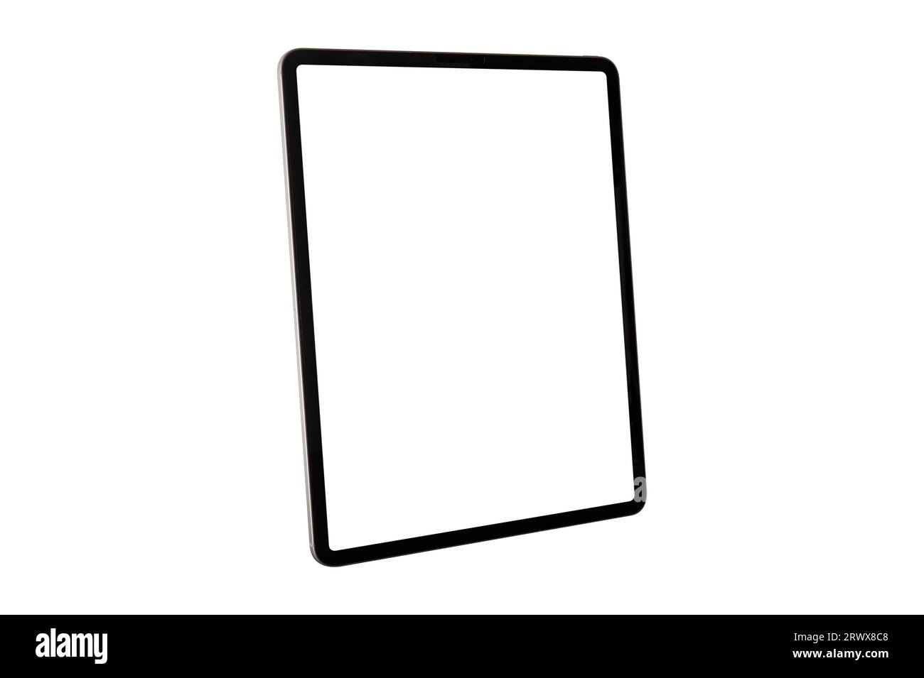 Tablette avec écran vierge isolé sur fond blanc. Banque D'Images