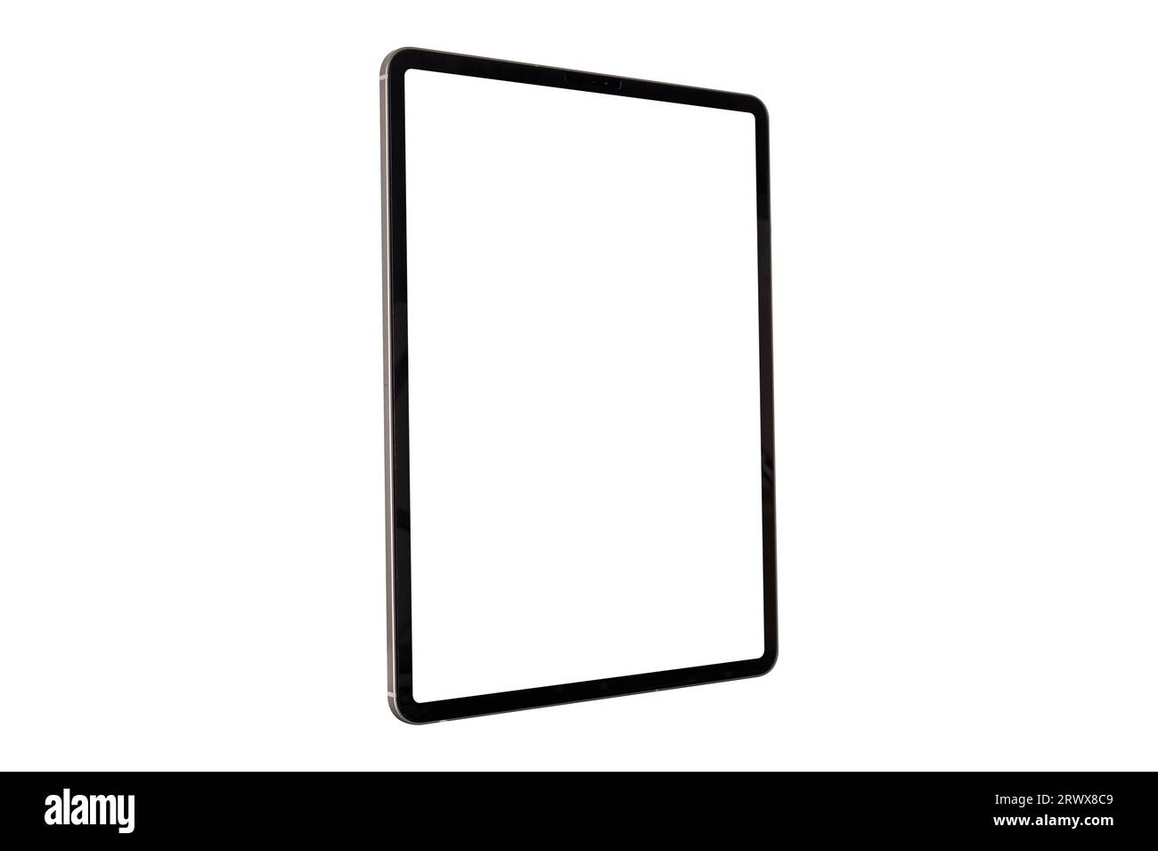 Tablette avec écran vierge isolé sur fond blanc. Banque D'Images