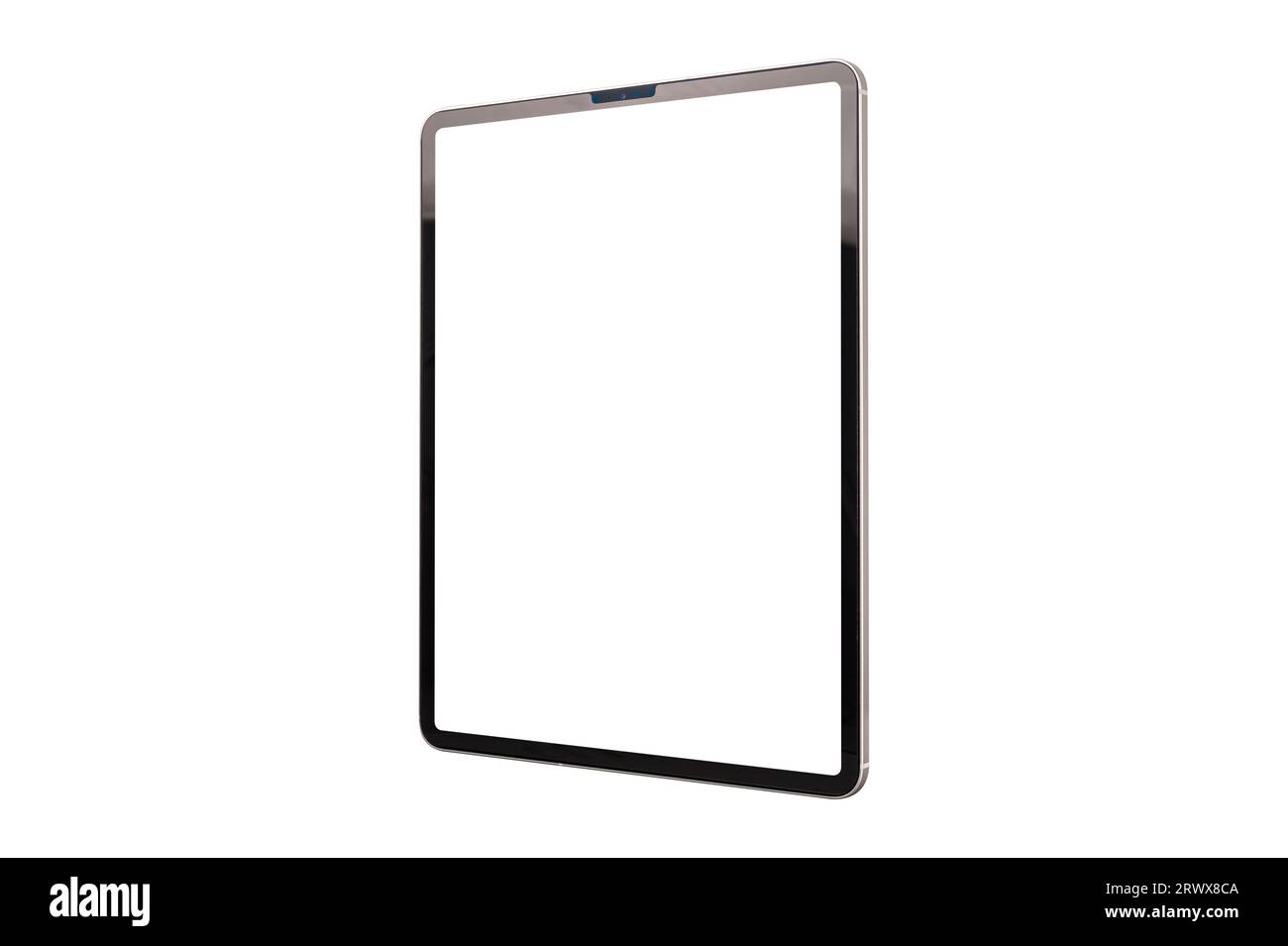 Tablette avec écran vierge isolé sur fond blanc. Banque D'Images