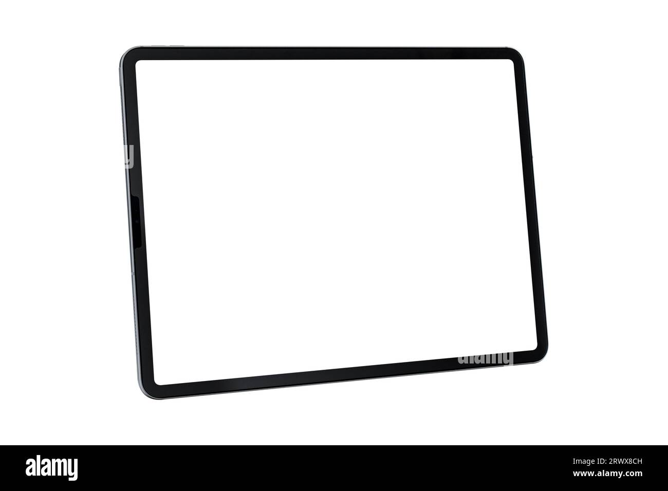 Tablette avec écran vierge isolé sur fond blanc. Banque D'Images