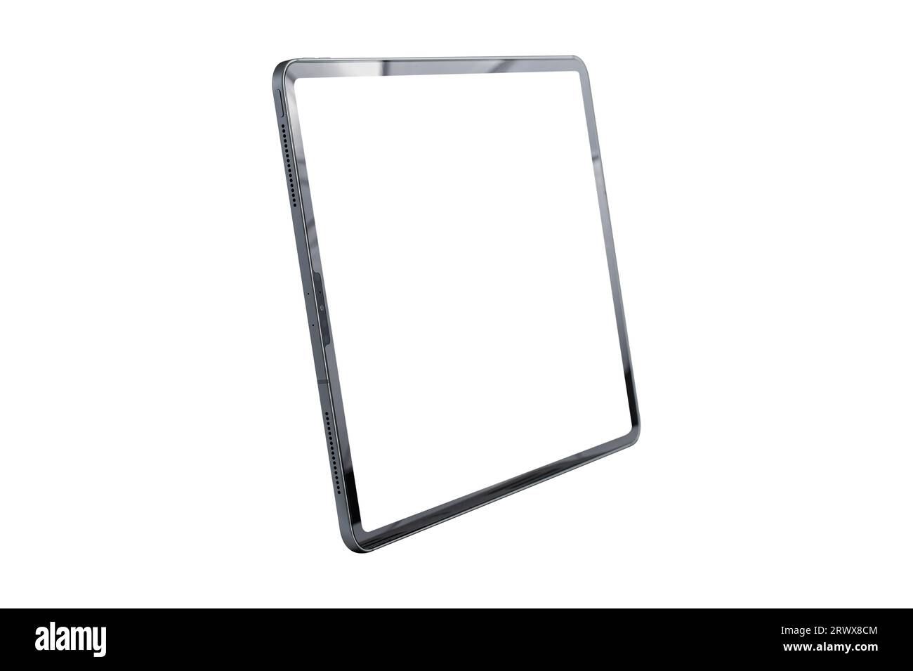 Tablette avec écran vierge isolé sur fond blanc. Banque D'Images