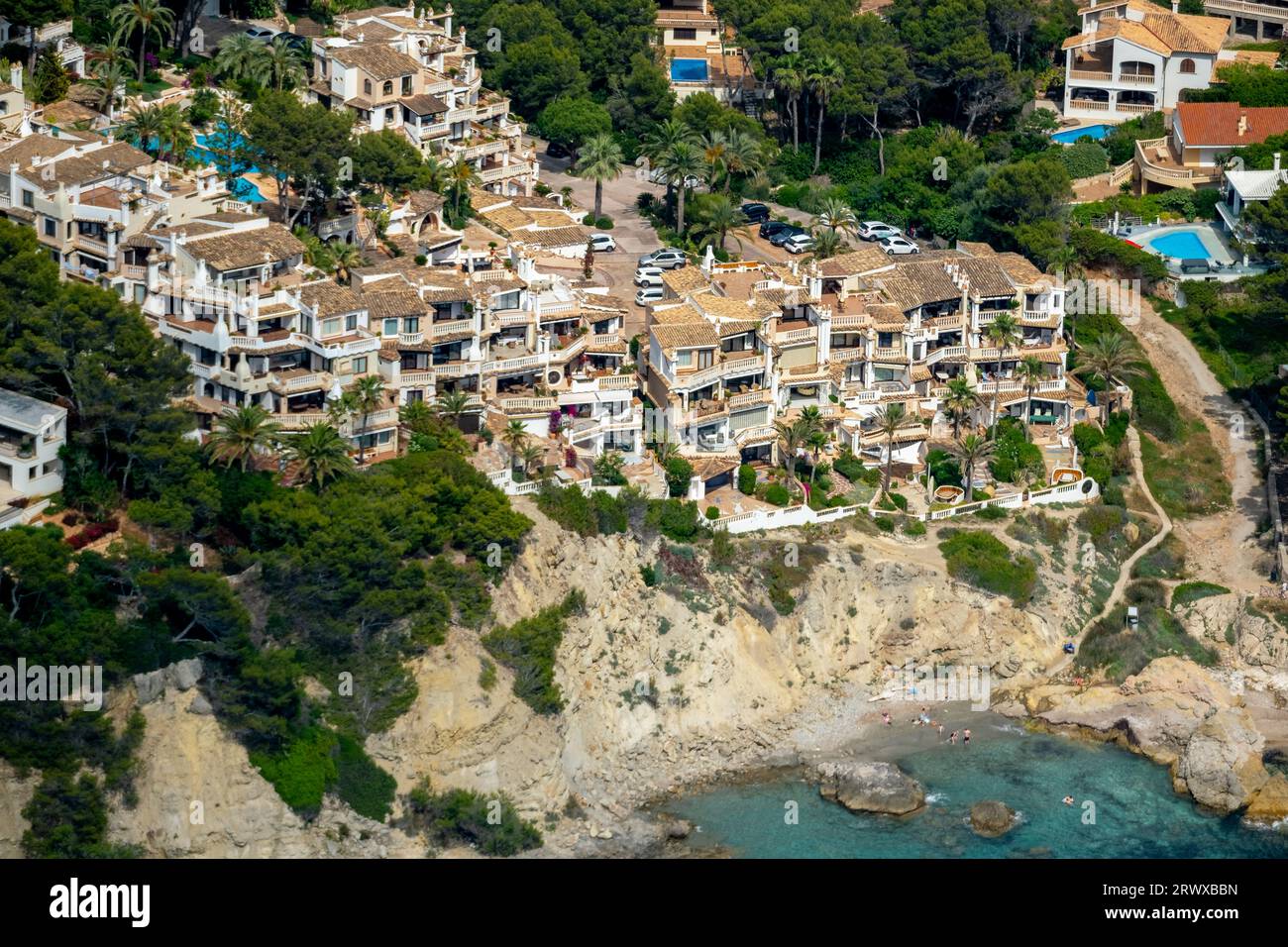 Vue aérienne, Club Monte de Oro, complexe résidentiel avec piscine paysagée, balcons, Costa de la Calma, CalviaÃƒÆ’Ã†â€™Ãƒâ€ Ã¢â‚¬â„¢ÃƒÆ’Ã¢â‚¬Â Banque D'Images