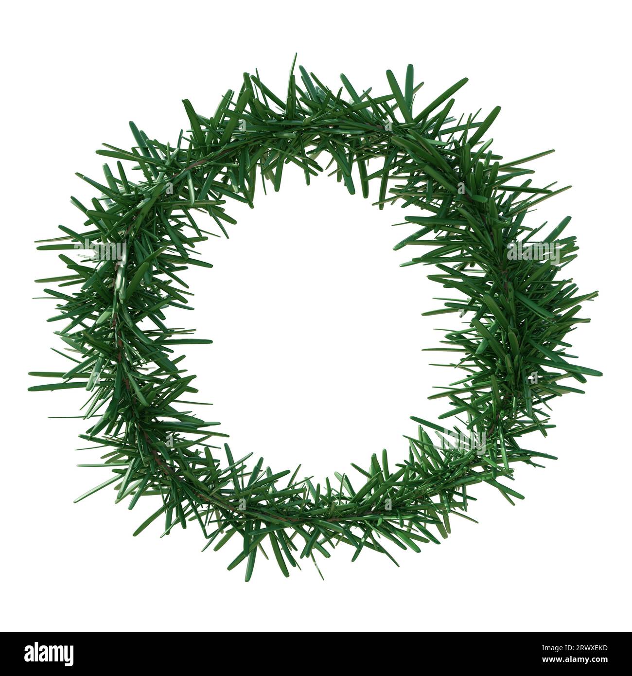 Couronne de Noël isolée sur fond transparent blanc, cadre rond sapin de Noël, modèle de carte vide Banque D'Images