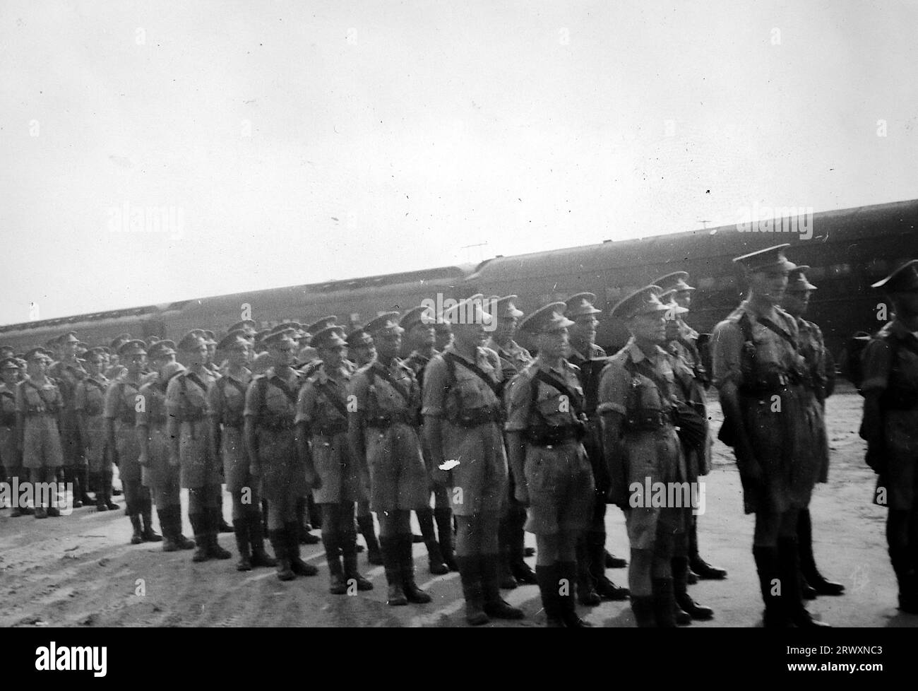 Départ pour le Texas. Photographie rare : tirée d'une collection compilée par un militaire britannique inconnu couvrant la démonstration composite n° 1, batterie AA, tournée des Etats-Unis, à partir du 11 juillet 1943. Il s'agit d'une parmi plus d'une centaine d'images de la collection qui étaient en moyenne autour de 4x3 pouces. Banque D'Images