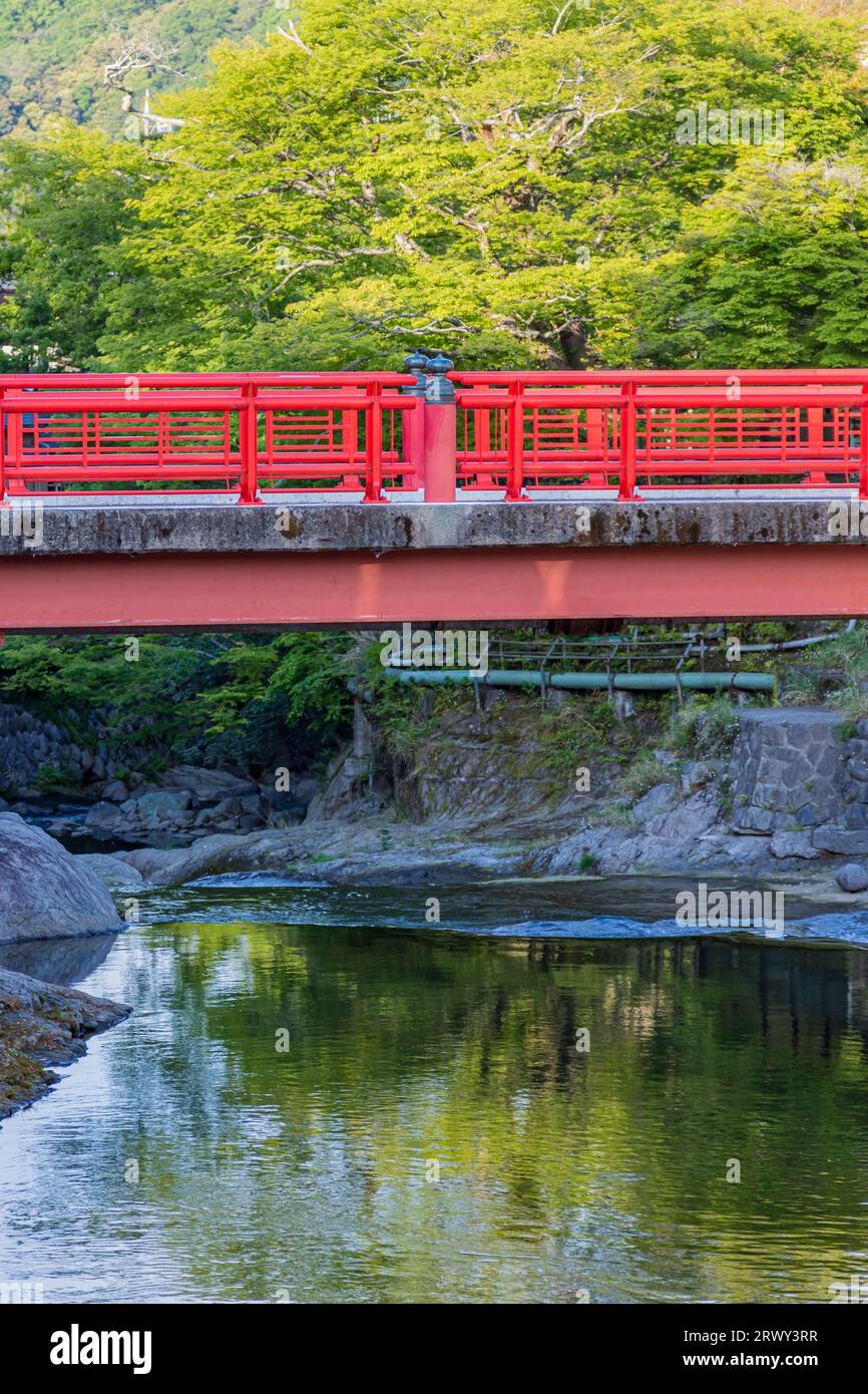 Pont Shuzenji Onsen Togetsu brillant dans le vert frais Banque D'Images