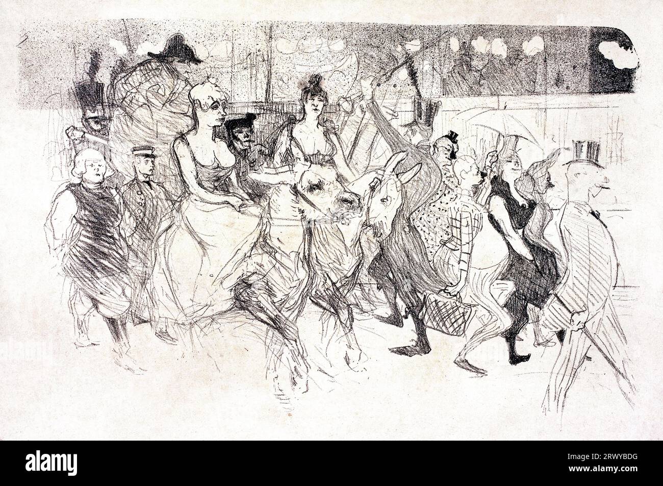 Henri de Toulouse–Lautrec, une redoute au Moulin Rouge célèbre estampe. Original de l'institution publique Paris Musees. Banque D'Images