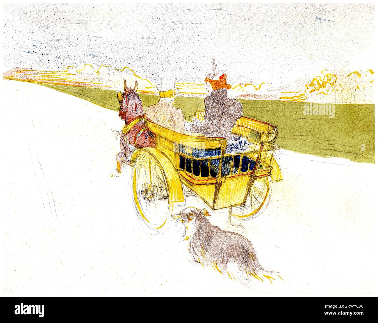 Gravure de la partie de campagne en haute résolution par Henri de Toulouse–Lautrec. Original de Minneapolis Institute of Art Banque D'Images