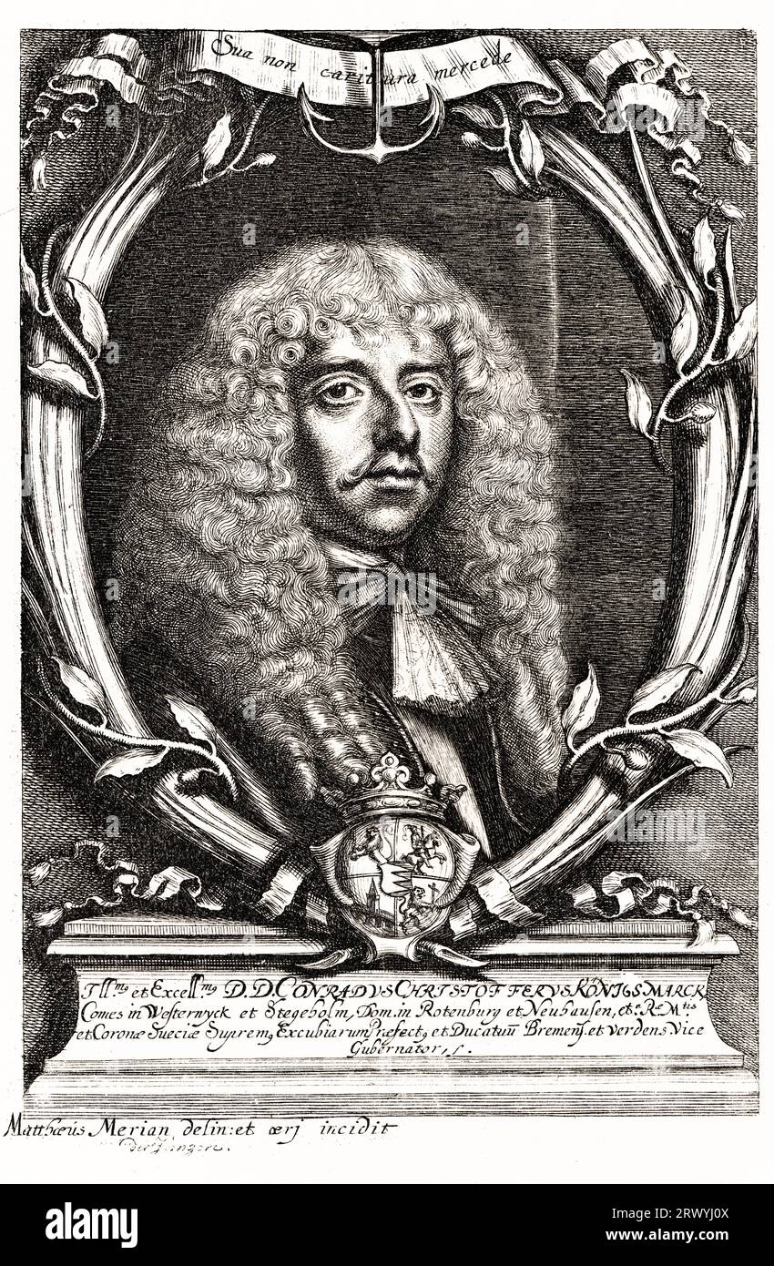 Conrad ou Kurt Christoph von Königsmarck (1634 – 1673) chef militaire néerlandais-suédois. Banque D'Images