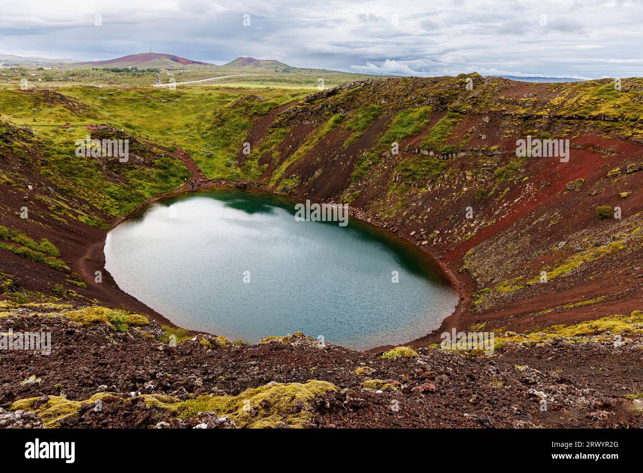 Lac de cratère, Islande, Sudurland, Kerio Banque D'Images