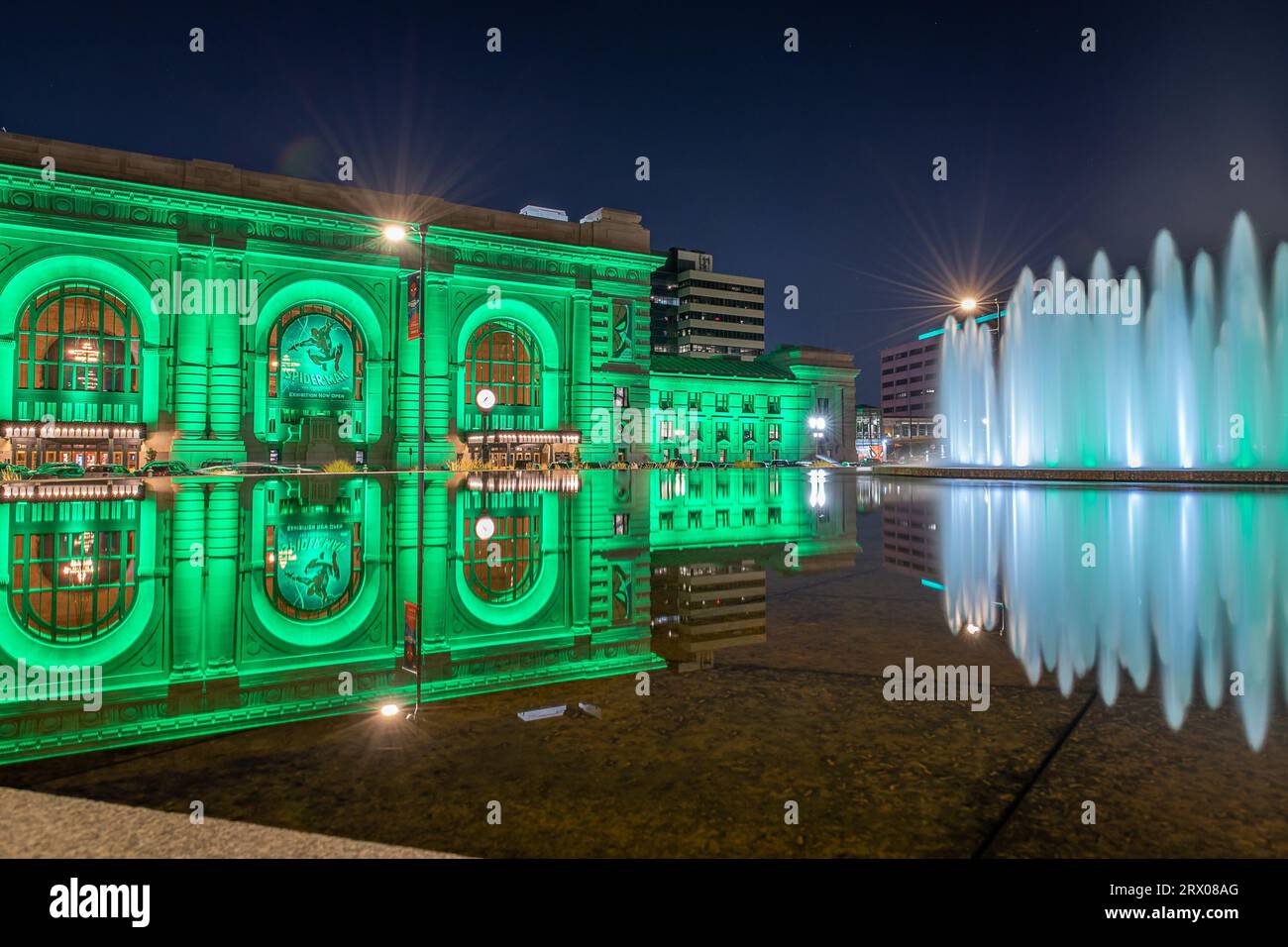 Union Station de Kansas City la nuit Banque D'Images