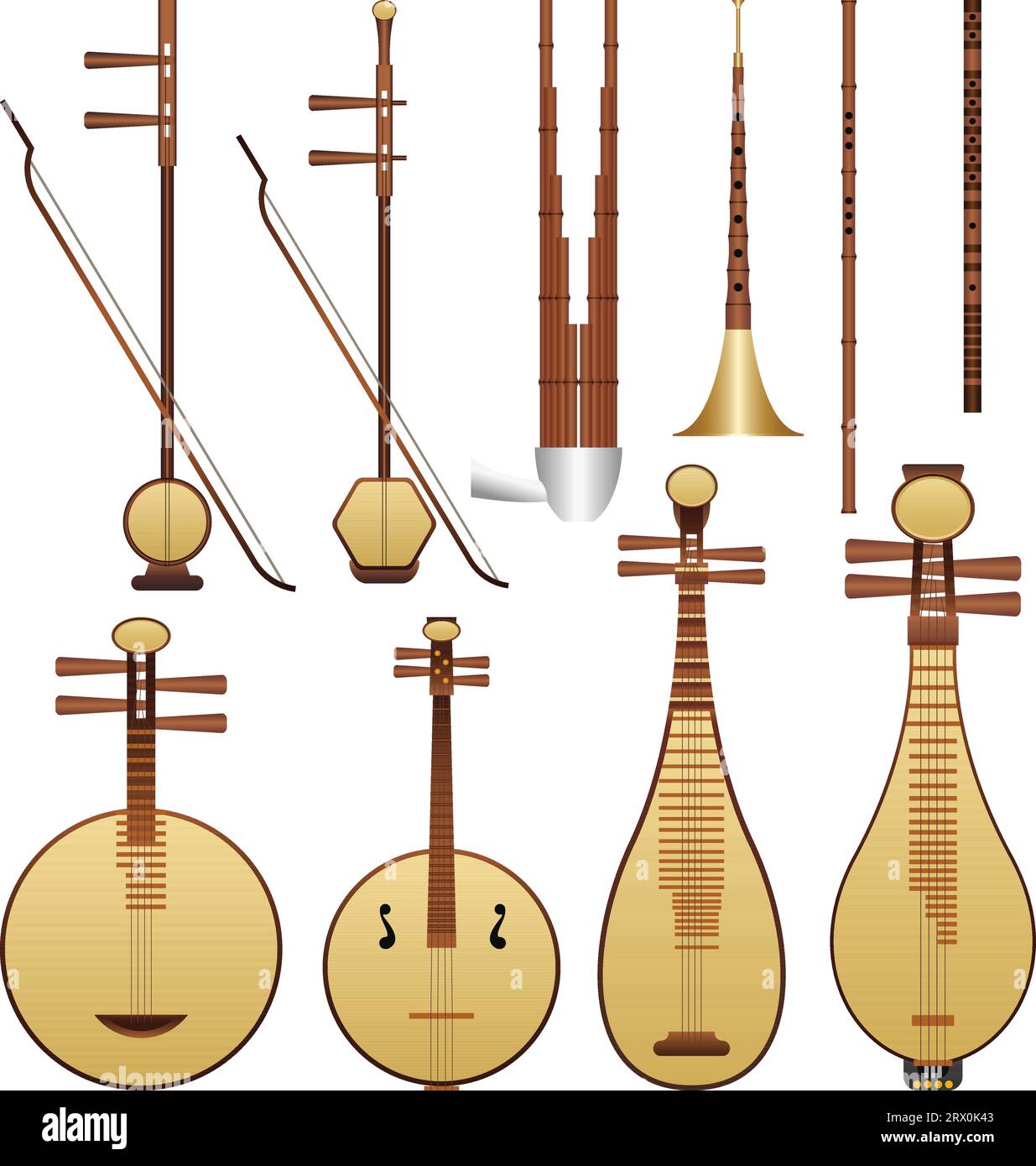 Illustration vectorielle en couches d'instruments de musique chinois. Illustration de Vecteur