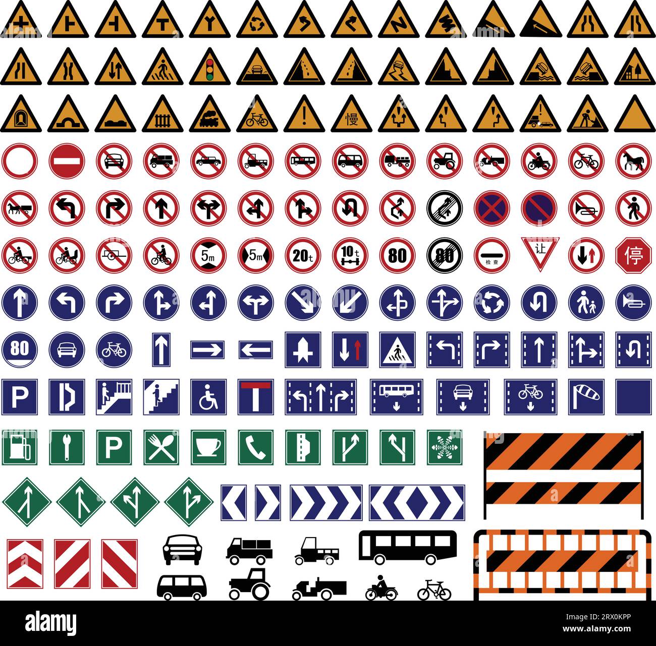 Illustration vectorielle de centaines de collections de panneaux de signalisation routière. Illustration de Vecteur