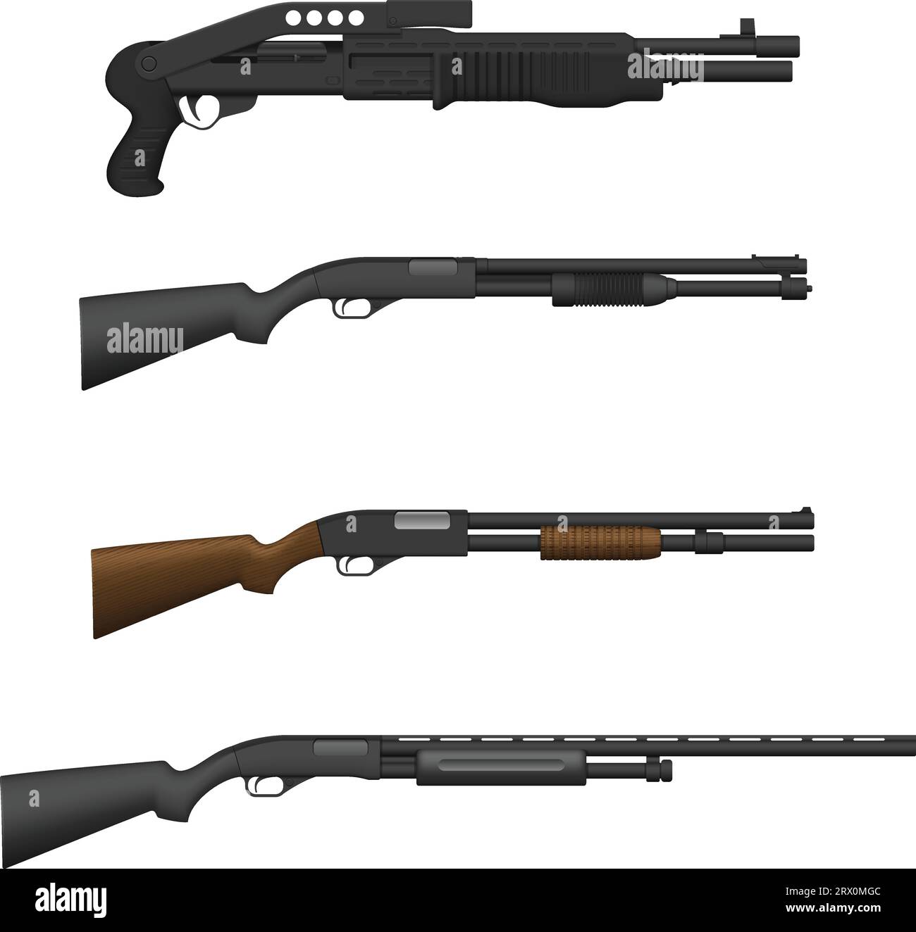 Illustration vectorielle en couches de différents Shotguns. Illustration de Vecteur