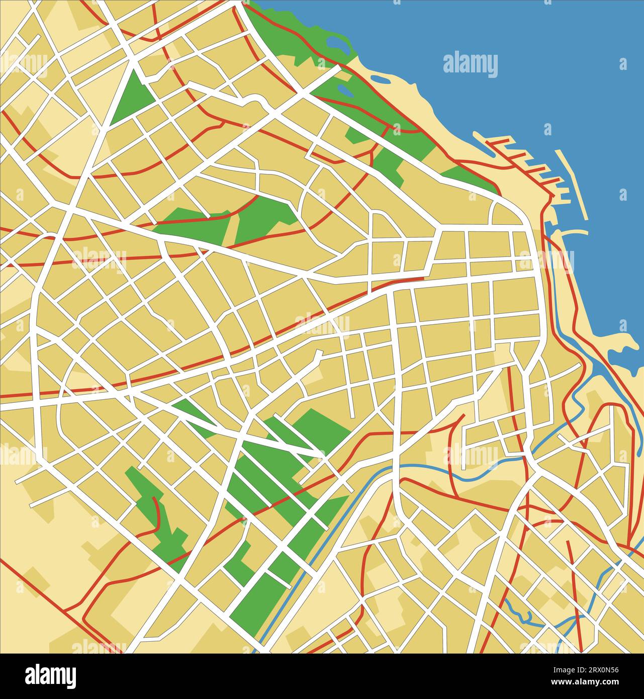 Carte d'illustration vectorielle en couches de Buenos Aires. Illustration de Vecteur