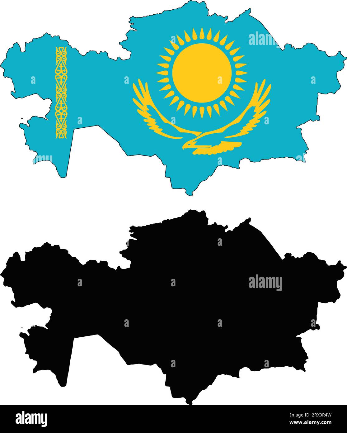 Carte De Pays Dillustration Vectorielle éditable En Couches Du Kazakhstan Qui Contient Deux