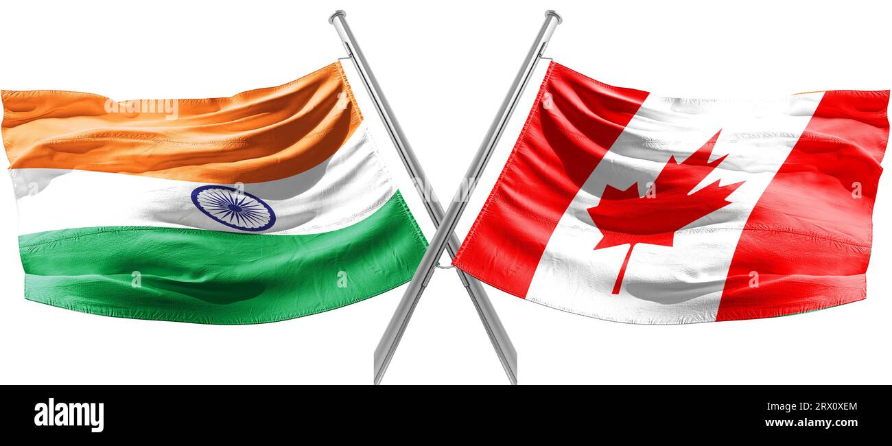 inde le drapeau du canada ensemble le Canada a des preuves liant les diplomates indiens au meurtre d'un activiste sikh, selon les médias Banque D'Images