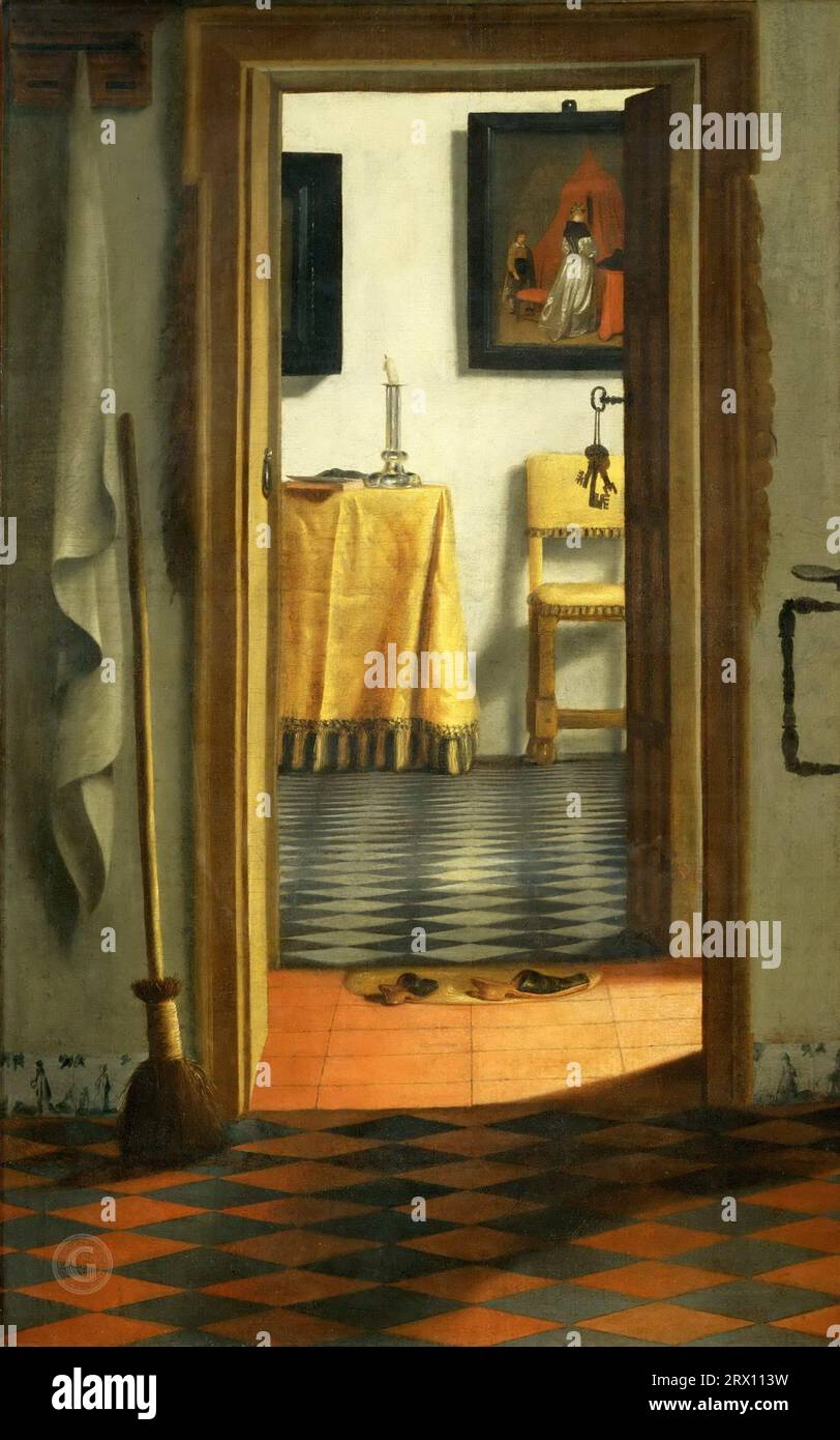 Samuel van Hoogstraten (1627-1678) -- pantoufles (intérieur néerlandais) 1654-62, 103х70 Banque D'Images