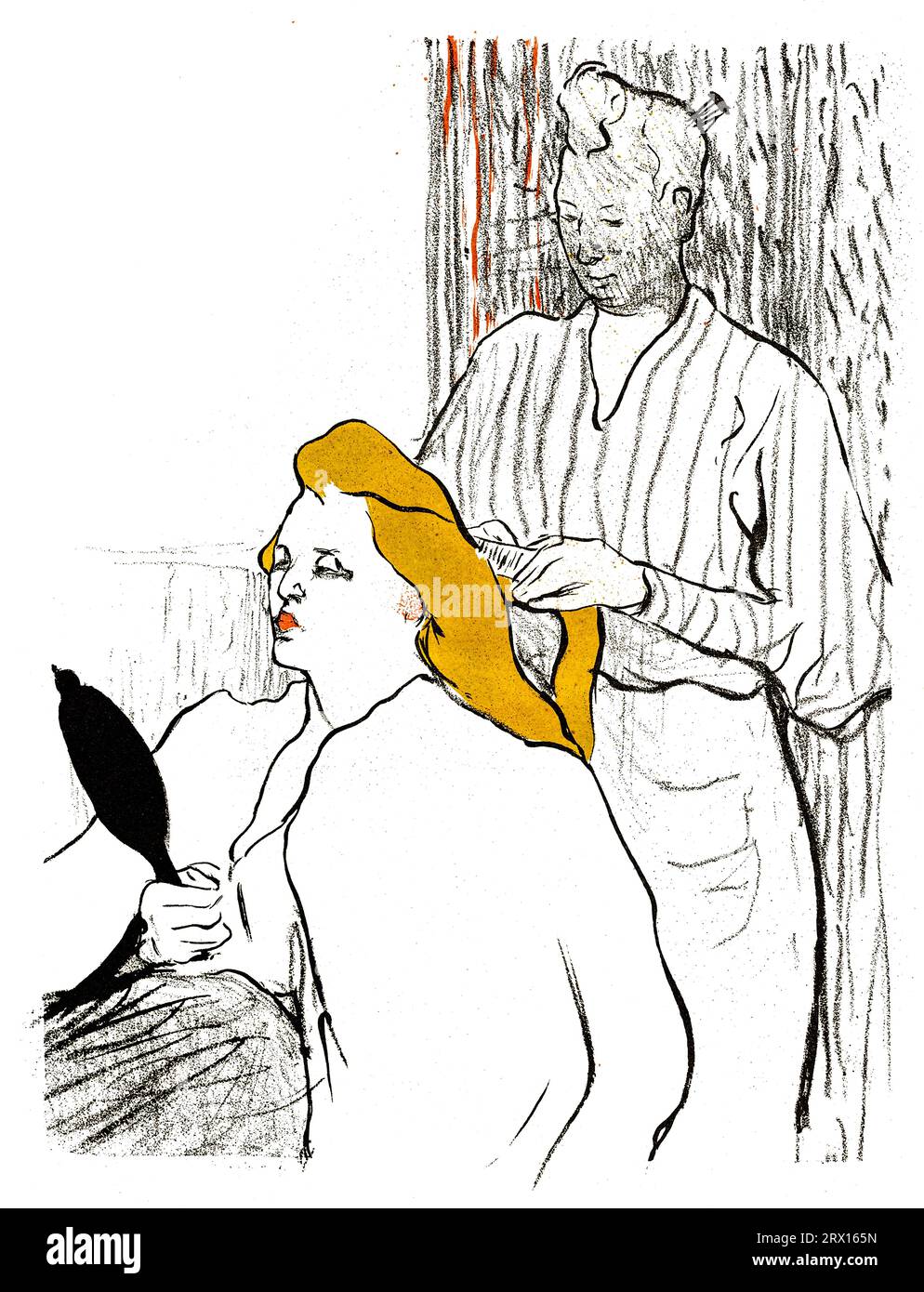 L'impression coiffeuse en haute résolution par Henri de Toulouse–Lautrec. Original de National Gallery of Art. Banque D'Images