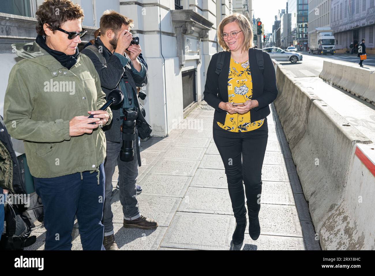 Bruxelles, Belgique. 22 septembre 2023. la secrétaire d'État à l'égalité des sexes et à la diversité Marie-Colline Leroy en photo à l'arrivée pour une réunion du conseil des ministres du gouvernement fédéral, à Bruxelles, le vendredi 22 septembre 2023. BELGA PHOTO JONAS ROOSENS crédit : Belga News Agency/Alamy Live News Banque D'Images