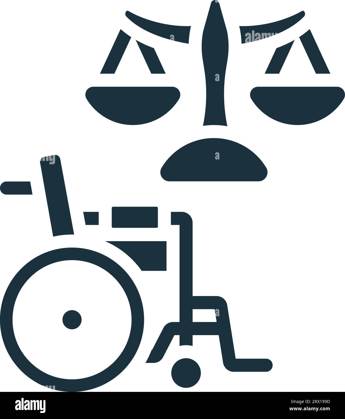 Icône droits des personnes handicapées. Signe simple monochrome de la collection causes sociales et activisme. Icône des droits des personnes handicapées pour le logo, les modèles, la conception Web et Illustration de Vecteur