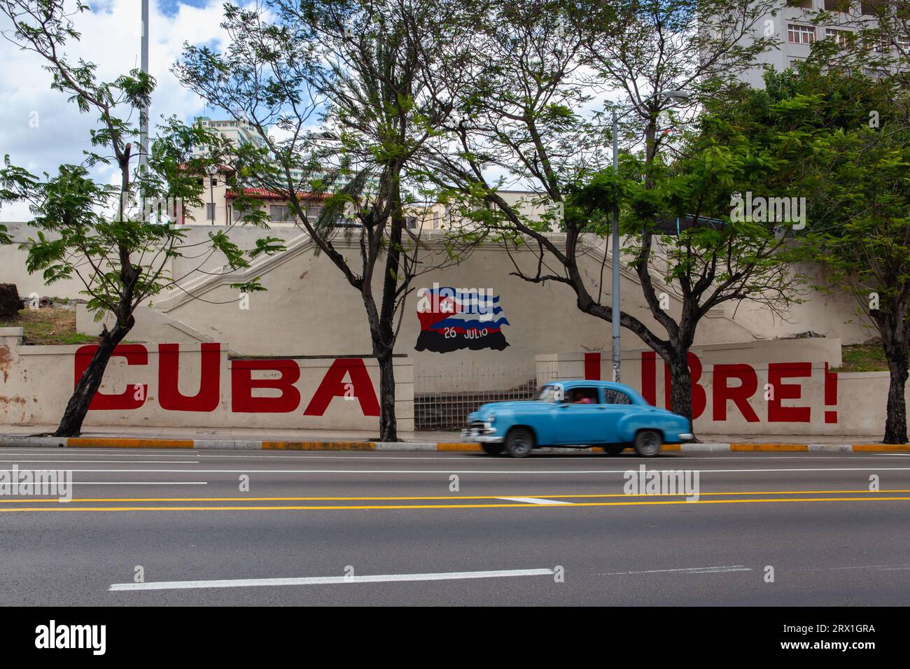 Cuba libre peinture murale, 23 Avenue, la Havane, province de la Habana Banque D'Images