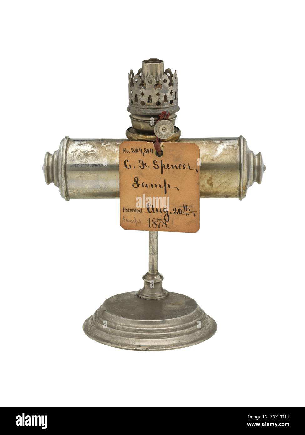 Modèle de brevet. Lampe, Spencer, 1878, brevet no. 207314. DL*331372. Banque D'Images