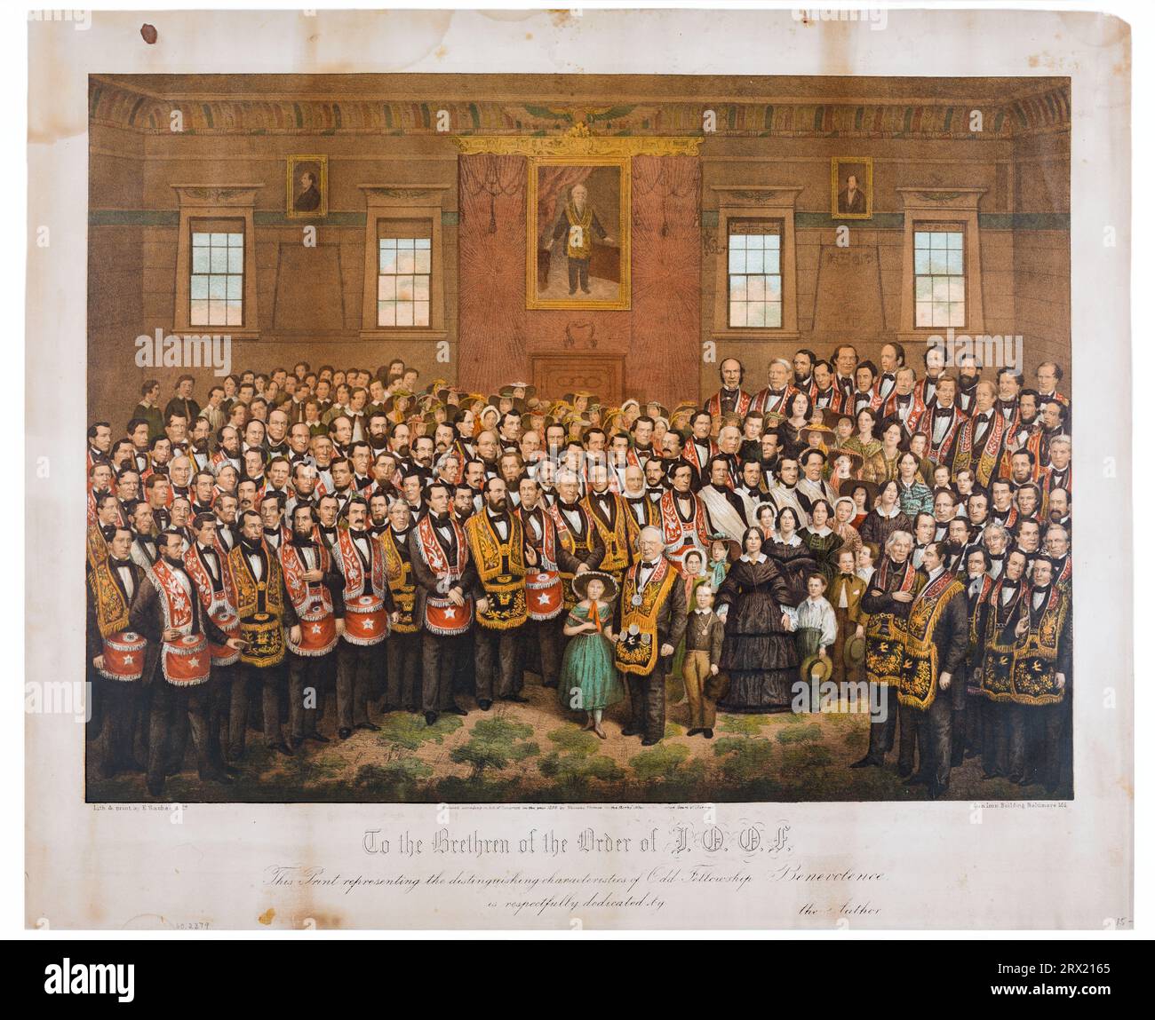 Lithographie, 'to the Brethren of the Order of I.O.O.F.'. DL*60.2379. Collection Peters Prints. Banque D'Images