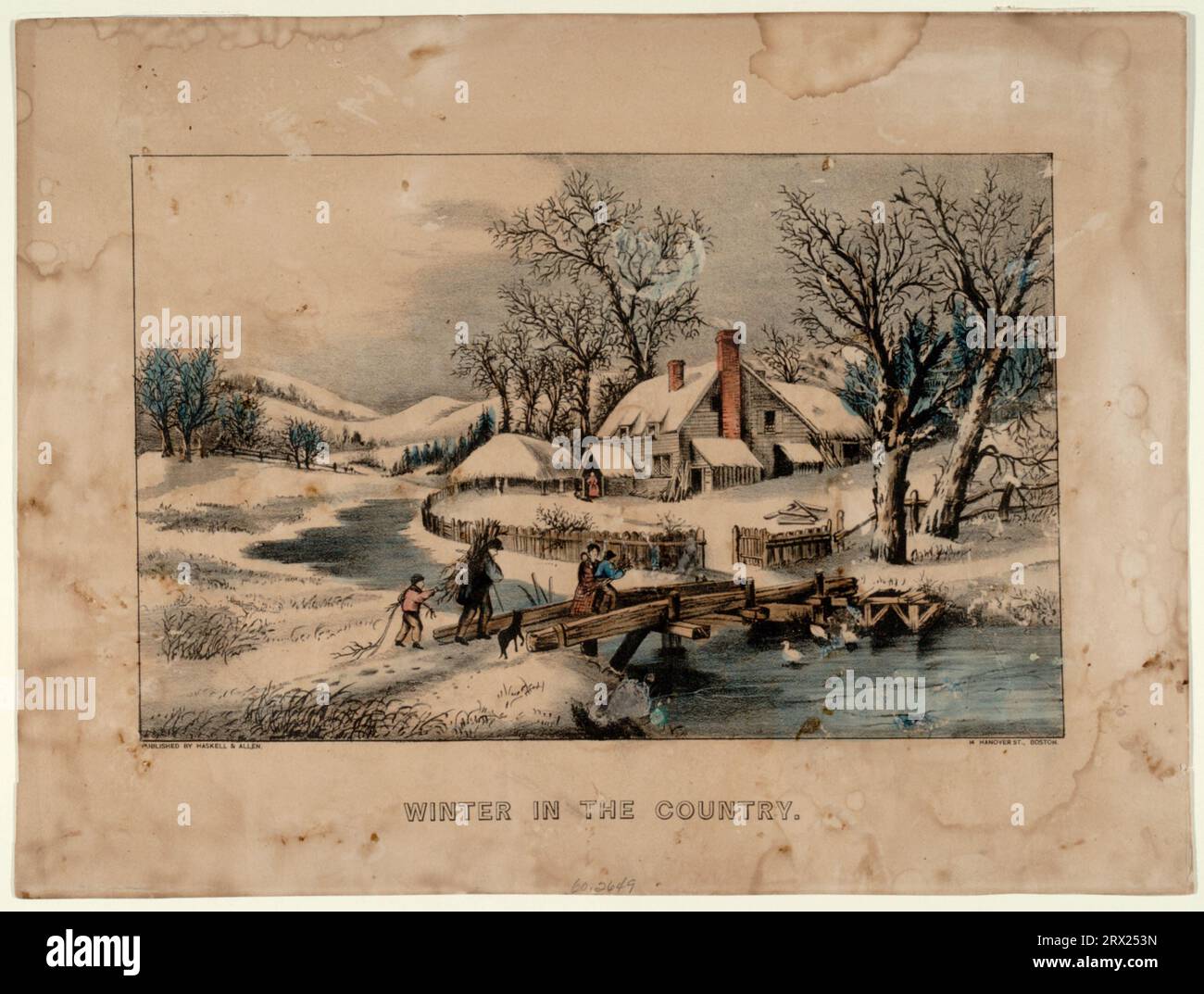 Lithographie, 'hiver à la campagne'. DL*60.2649. Collection Peters Prints. Banque D'Images