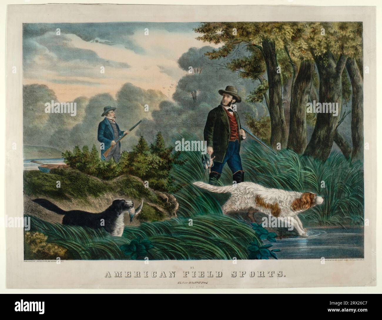 Lithographie, 'American Field Sports'. DL*60.2788. Collection Peters Prints. Banque D'Images