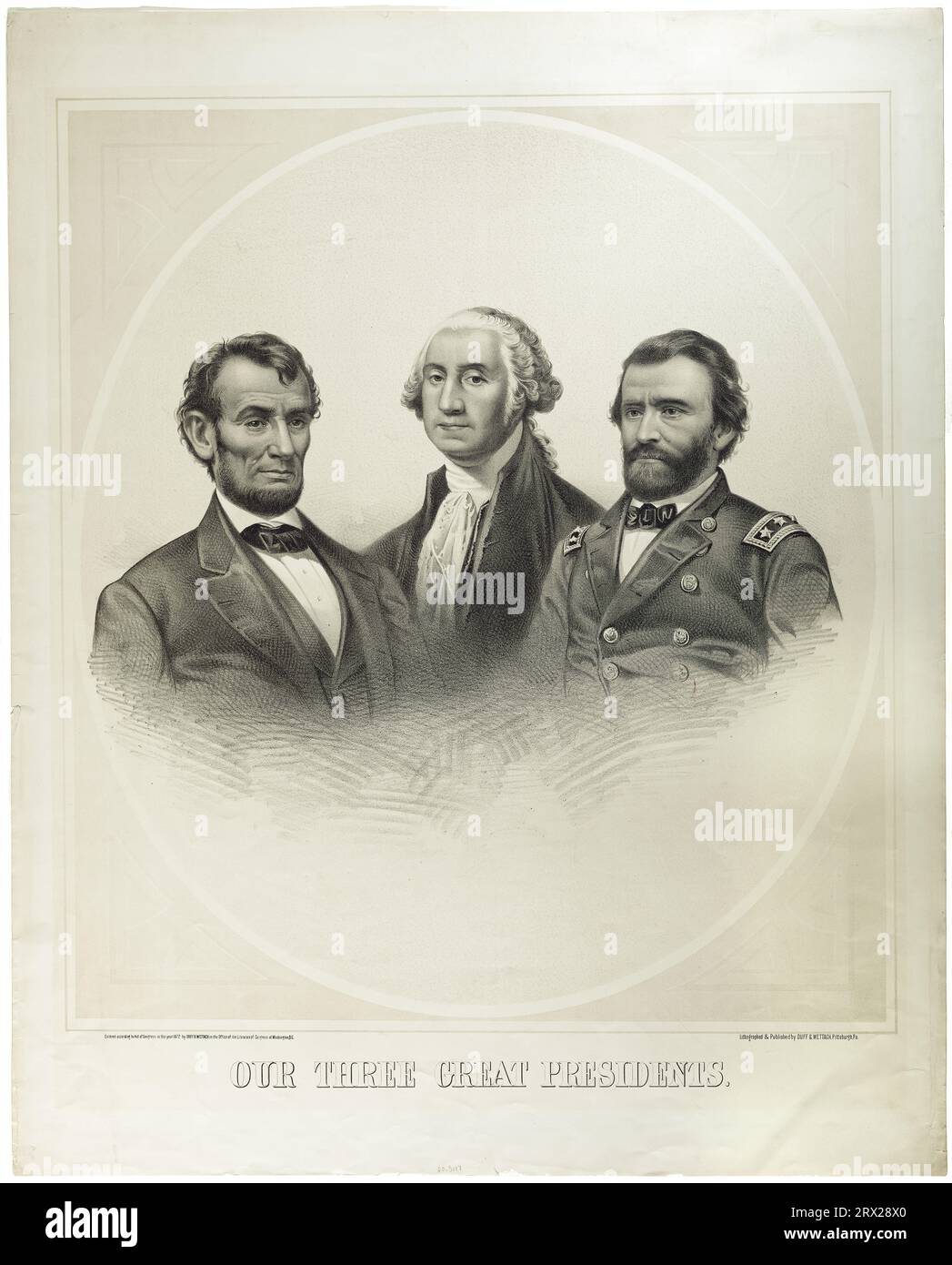 Lithographie, 'nos trois grands présidentss'. DL*60.3117. Collection Peters Prints. Voir également 2003-19691. Banque D'Images