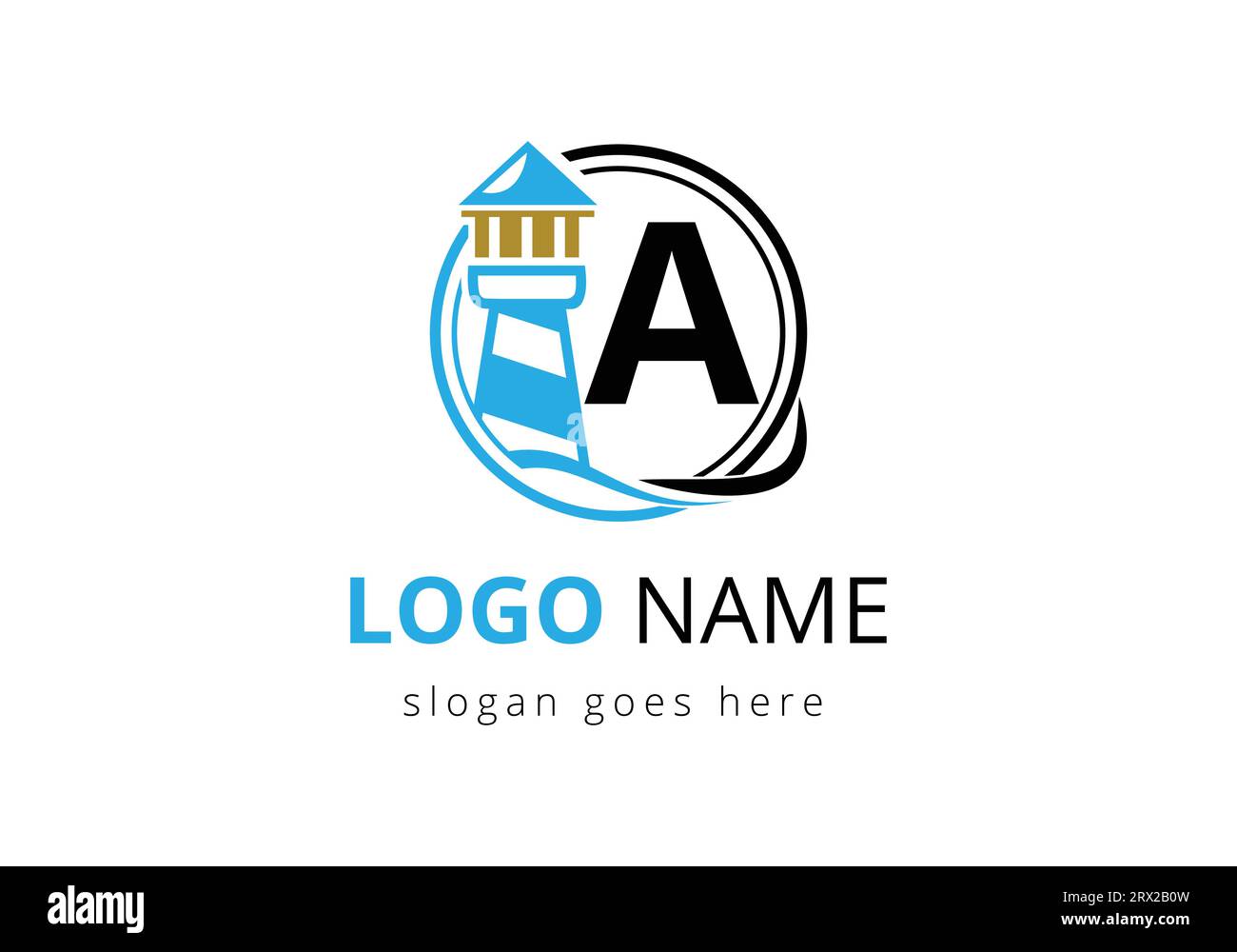 Lettre A Lighthouse logo Design Vector modèle. Logo de phare vectoriel moderne pour entreprise, organisation ou site Web Illustration de Vecteur
