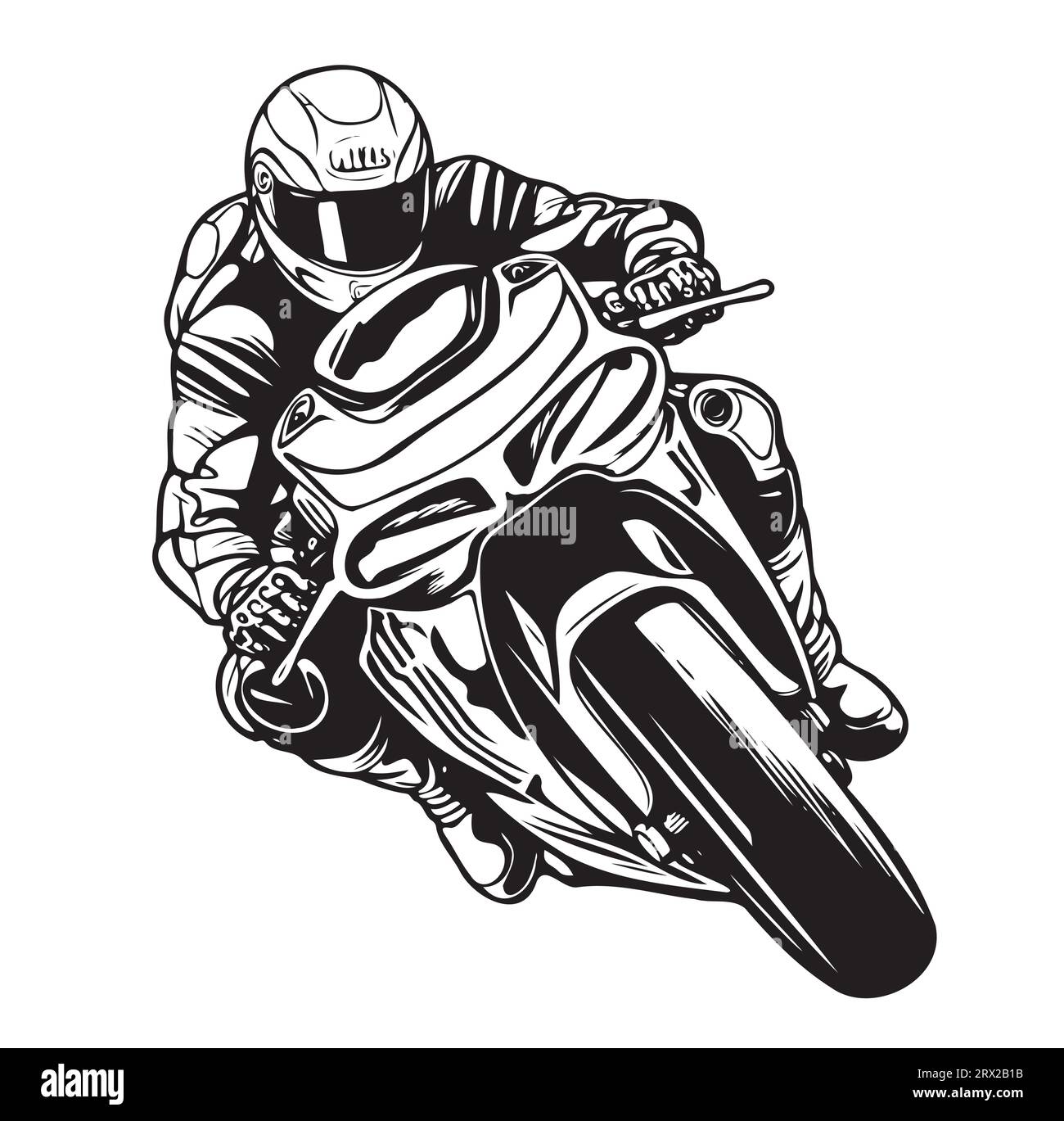 Croquis de motocycliste dessin à la main Vector compétition sportive Illustration de Vecteur