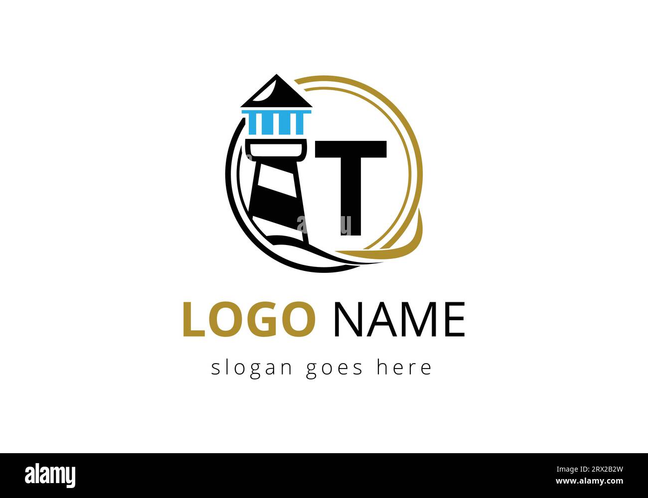 Modèle de vecteur de conception de logo de phare de lettre T. Logo de phare vectoriel moderne pour entreprise, organisation ou site Web Illustration de Vecteur