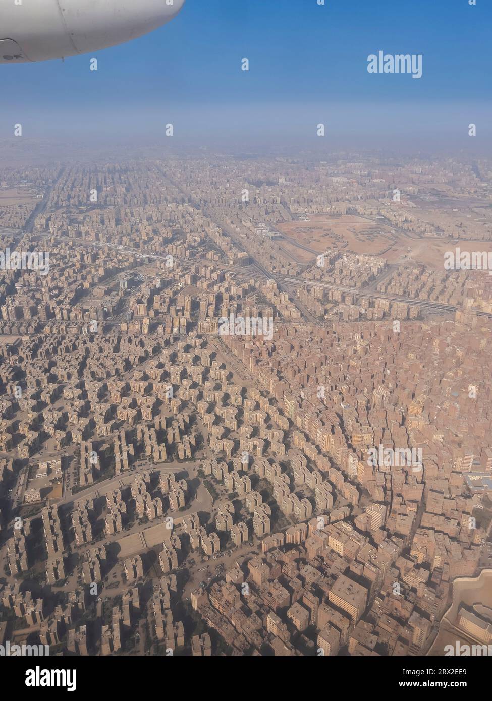 Vue aérienne de la ville du Caire, le long des rives du Nil, le Caire, l'Egypte, l'Afrique du Nord, l'Afrique Banque D'Images