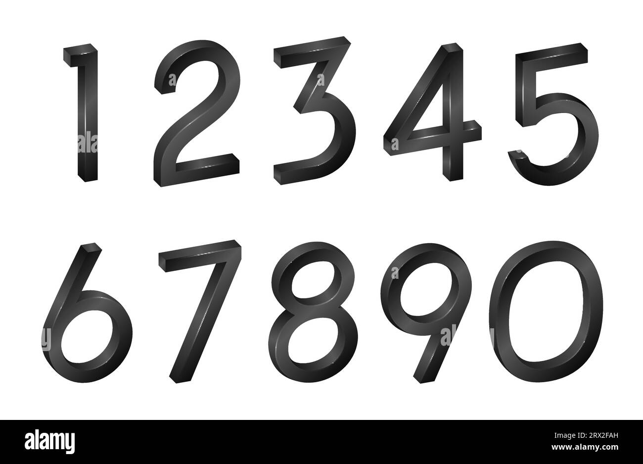 Collection de chiffres mathématiques isométriques, symboles police noire en 3d sur fond blanc. Illustration vectorielle avec caractère géométrique numérique Illustration de Vecteur