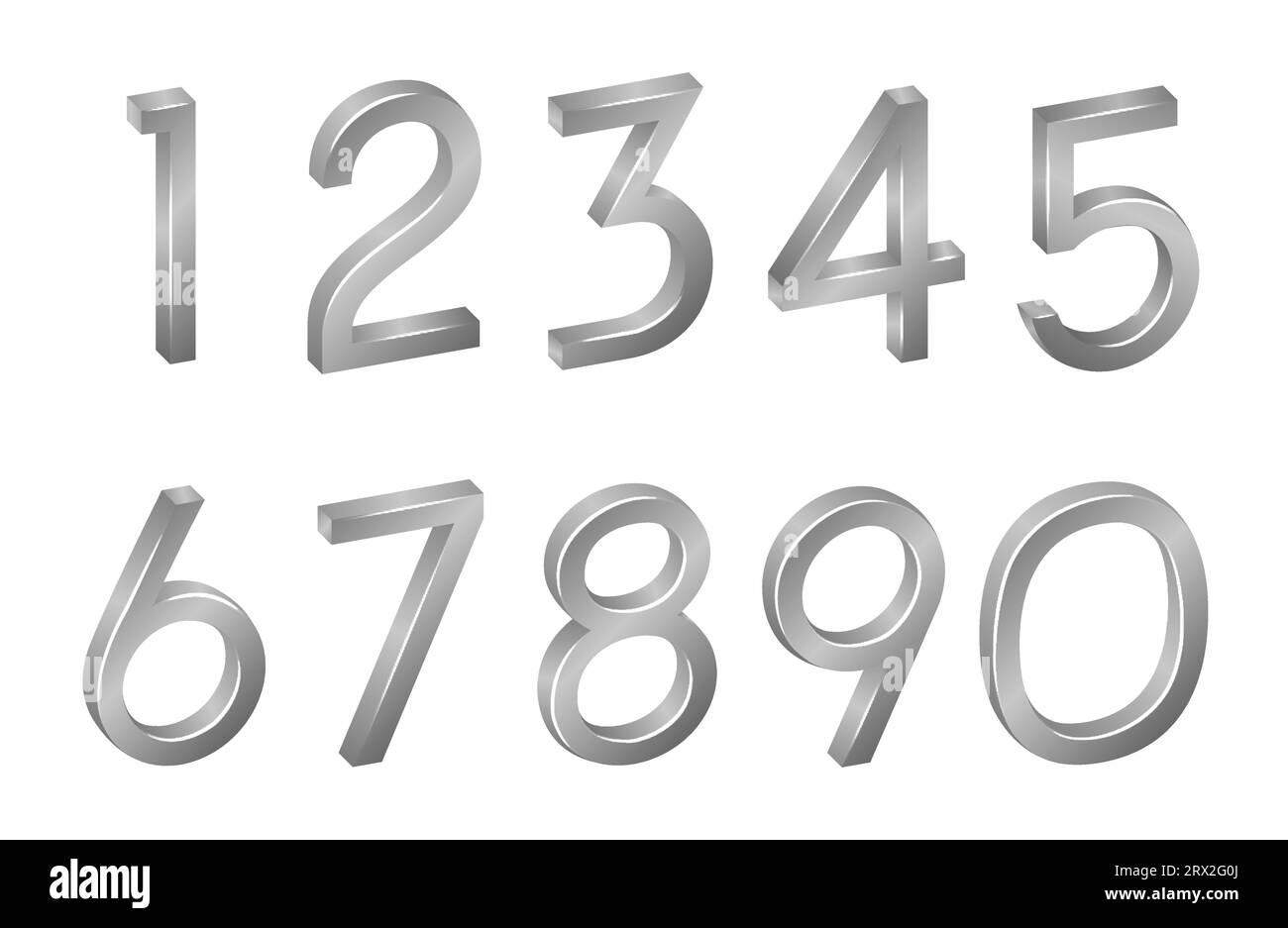 Collection de nombres les figures mathématiques isométriques, les symboles, les icônes font la police en 3D sur fond blanc. Illustration vectorielle avec caractères géométriques numériques Illustration de Vecteur