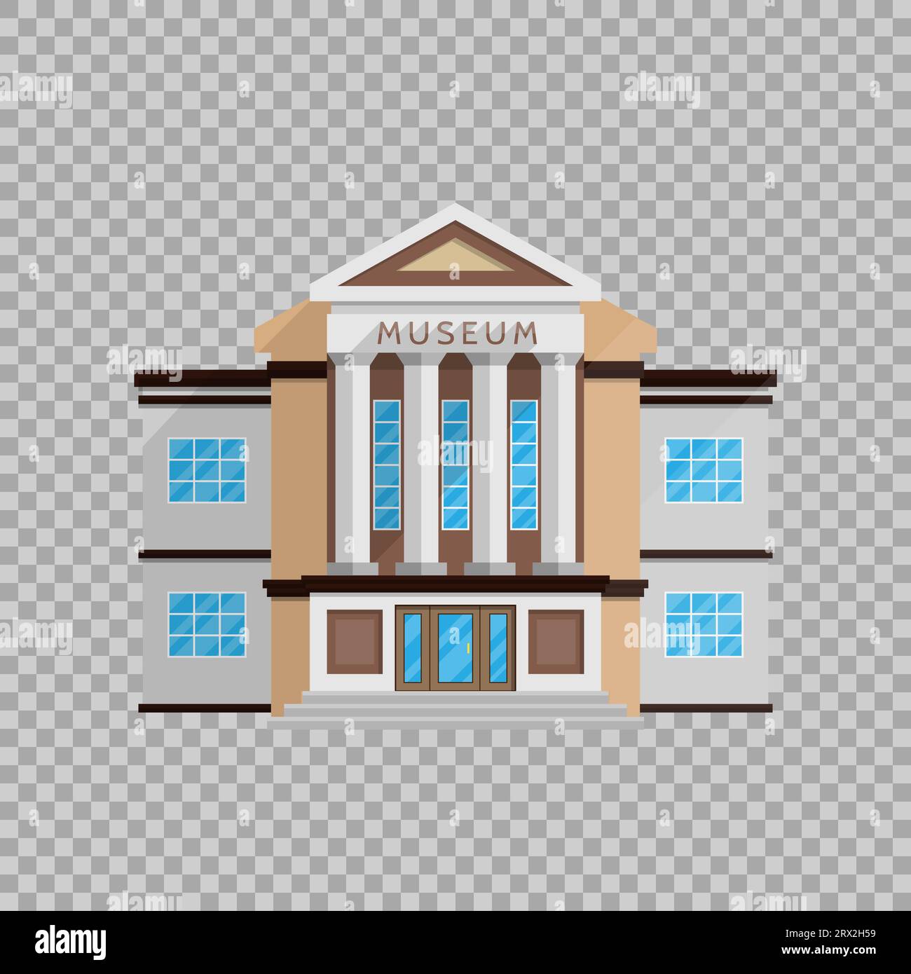 Bâtiment de musée dans le style plat isolé sur fond transparent illustration vectorielle. Architecture classique, expositions de monuments culturels, pr culturel Illustration de Vecteur