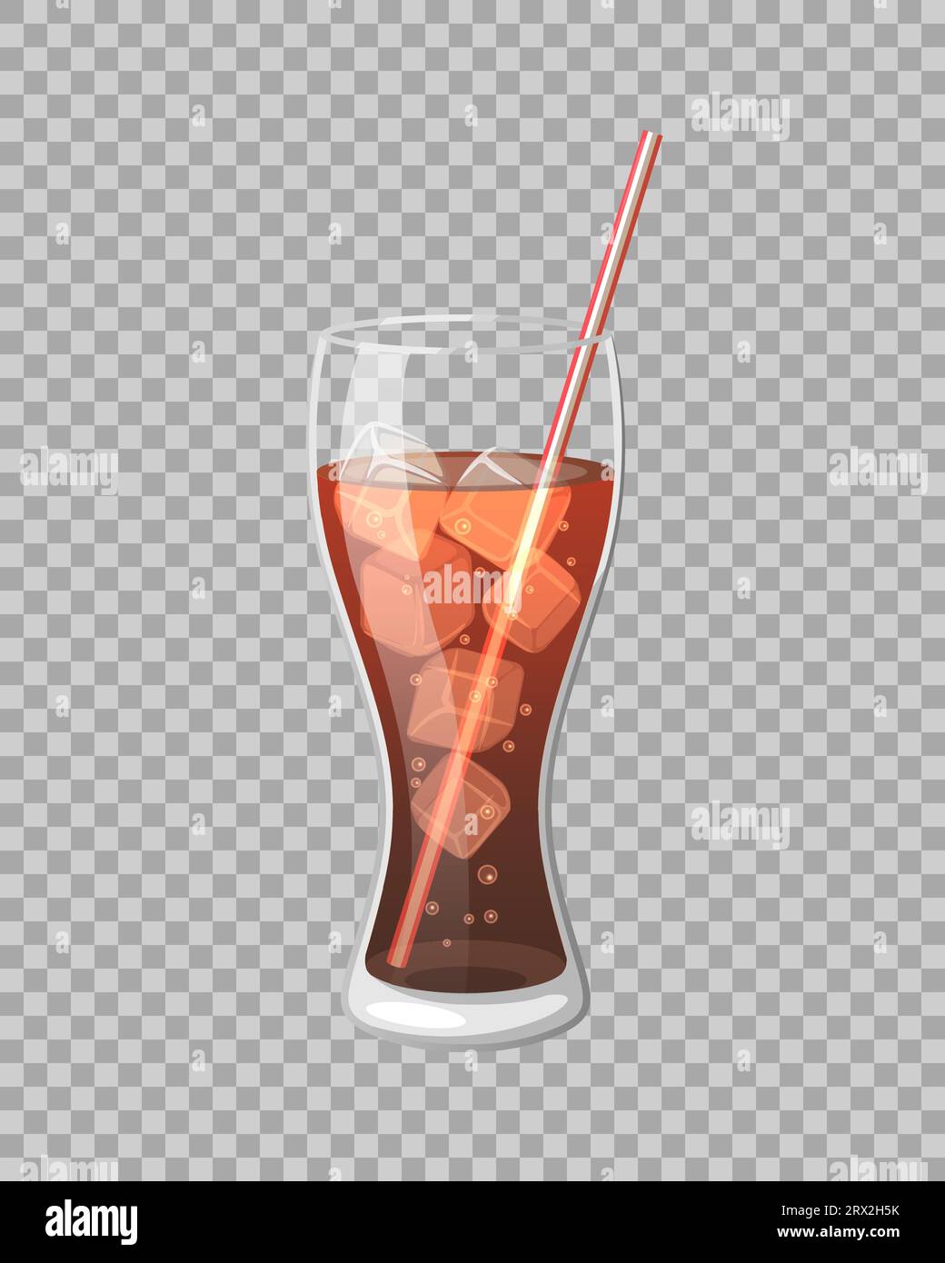 Boisson de cola dans une tasse en verre avec de la glace avec des bâtons Vector Illustration sur un fond transparent. Boisson aérée symbole sucré icône verre pour votre projet Illustration de Vecteur