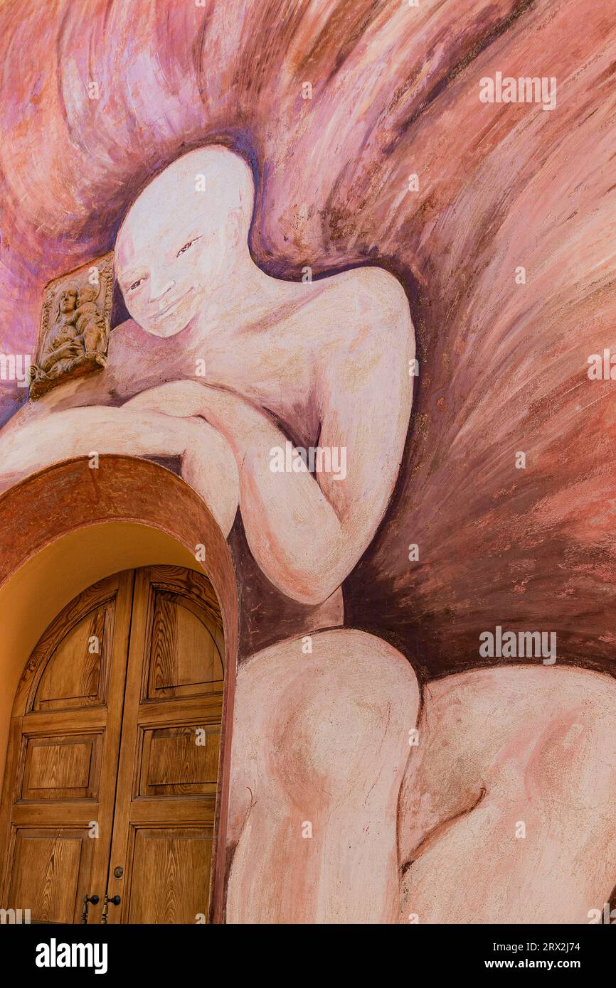 Italie Emilia Romagna Dozza -via XX Settembre - Giuliana Bonazza - 'l'Ange de Dozza' (1993) Banque D'Images