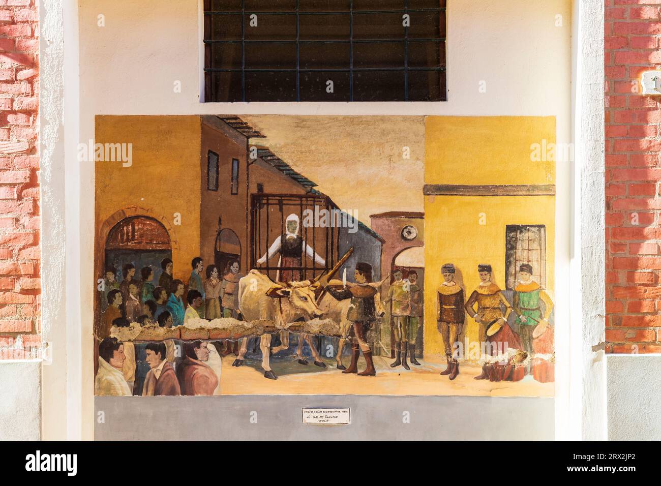 Italie Emilie Romagne Dozza - via Edmondo de Amicis - Dal Re Tonino - 'Festa della Segavecchia' (1962) Banque D'Images