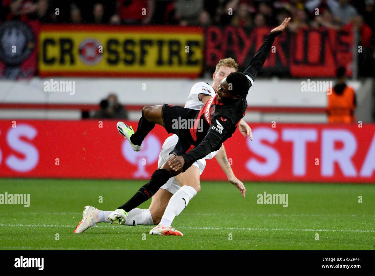 Leverkusen, Deutschland. 21 septembre 2023. Fussball ; Gruppenphase ; phase de groupes ; Spieltag 01 ; Journée 01 ; UEFA Europa League ; saison 2023/2024, saison 2023/2024, Bayer Leverkusen gegen BK Haecken Am 21.09.2023 à Leverkusen. UBz : 19 Nathan Tella, Bayer Leverkusen. Crédit : dpa/Alamy Live News Banque D'Images