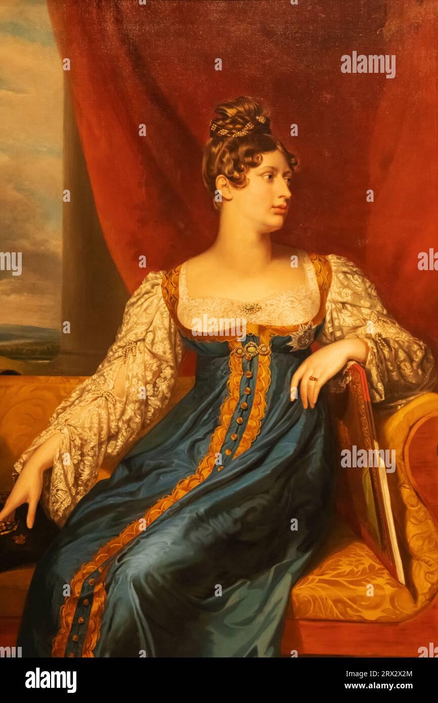 Angleterre, Londres, Portrait de la princesse Charlotte de Galles (1796-1817) par George Dawe daté de 1817 Banque D'Images