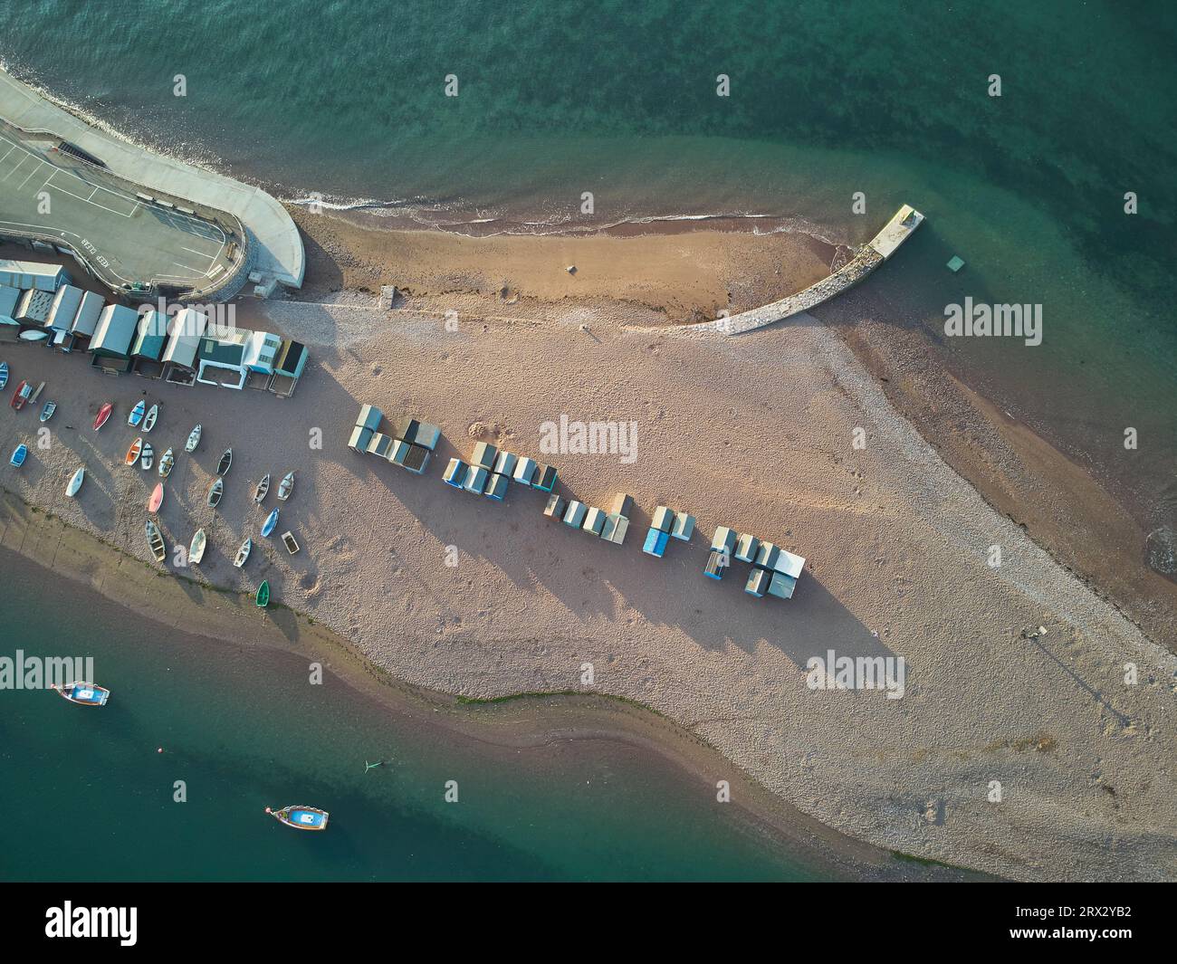 Une vue aérienne d'une barre de sable dans l'embouchure de la rivière Teign, à Teignmouth, sur la côte sud du Devon, Angleterre, Royaume-Uni, Europe Banque D'Images