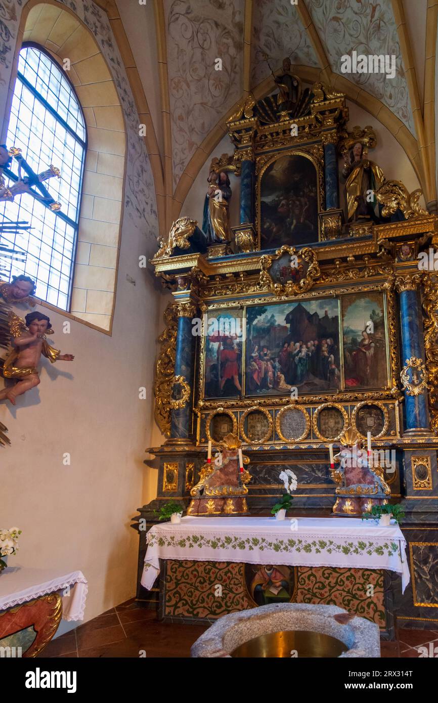 Obervellach : église Obervellach, Frangipani- ou Jan-von-Scorel-Altar in Nationalpark Hohe Tauern, Kärnten, Carinthie, Autriche Banque D'Images